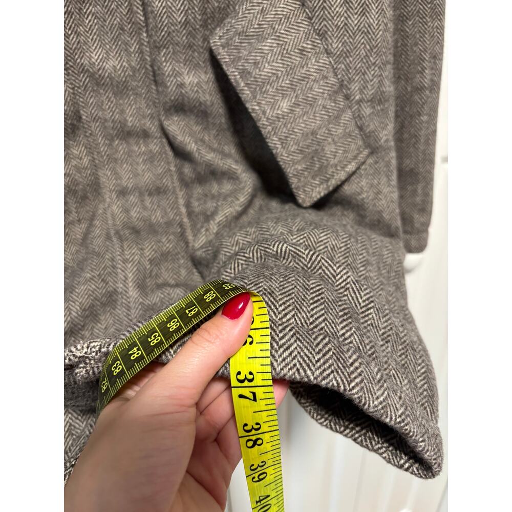 And Now This Brown Herringbone Hooded Coat M - Picture 10 of 12